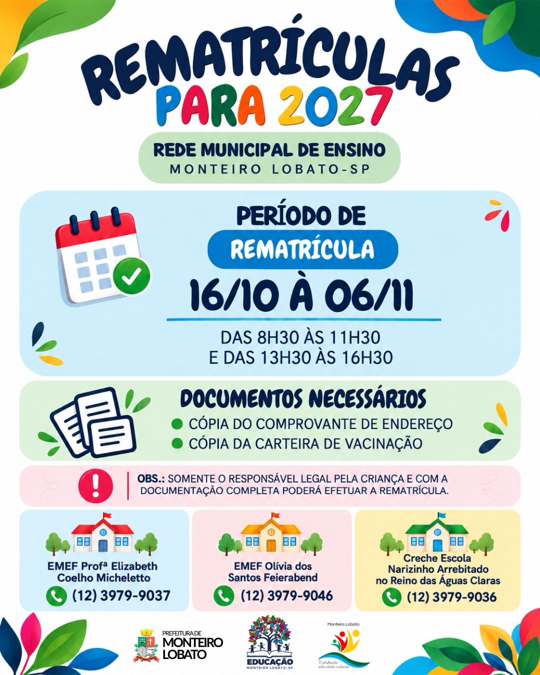 Rematrícula Escolas Municipais 2027